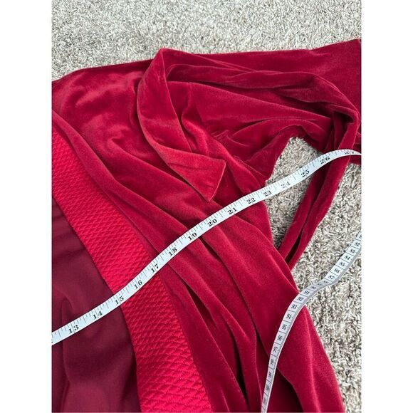 Vintage Christian Dior Red Long Bath Robe Arnel Blend Tie Front USA Made Size S - Picture 7 of 16